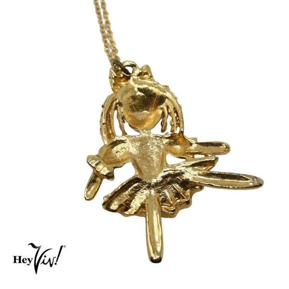Vintage Happy Dancing Doll Enamel 2" Charm Pendant Necklace 17" Chain - Hey Viv - Picture 2 of 5